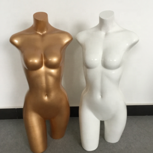 Headless fashionable gold plastic half form female mannequin for swimwear