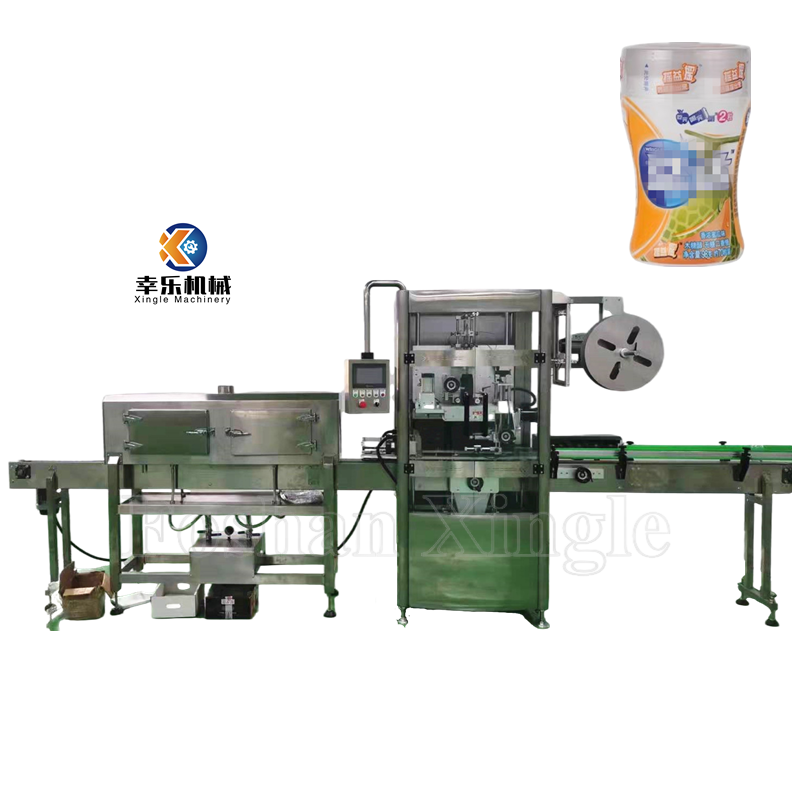 High speed Pp water filter shrink wrap cutting applicator automatic sleeve shrink labeling machine with shrink tunnel