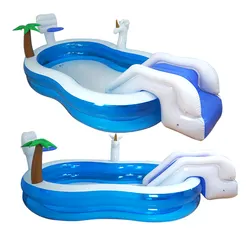 Outdoor kiddie pool float inflatable swimming pool with slide cheaper price blow up inflatable water slide pool for adult kids