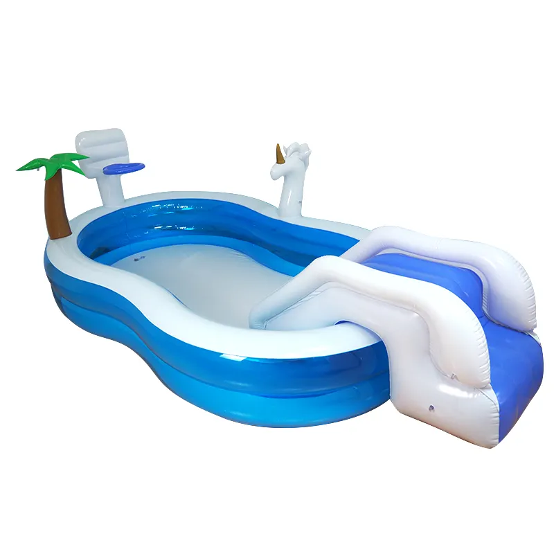 Outdoor kiddie pool float inflatable swimming pool with slide cheaper price blow up inflatable water slide pool for adult kids