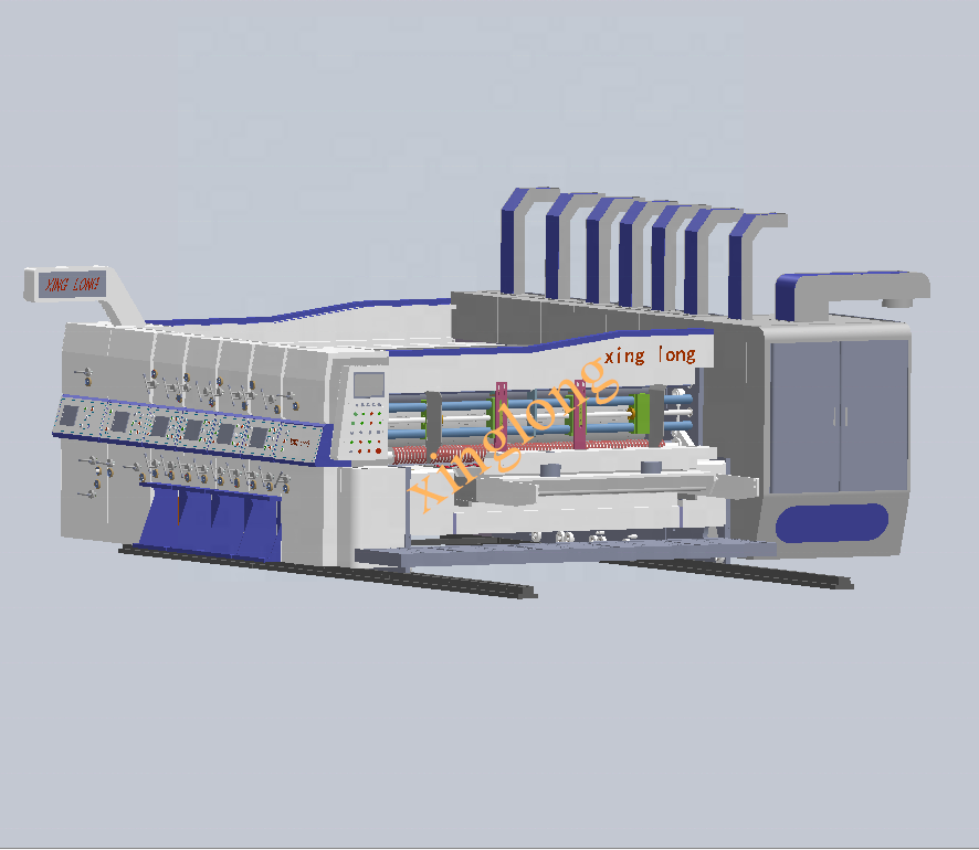 Functional four color printing and slotting machine