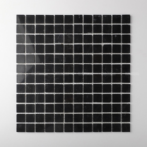 Hotel Restaurant Kitchen Bathroom Wall Backsplash 23x23mm Square Polished Natural Stone Dark Emperador Black Marble Mosaic Tile