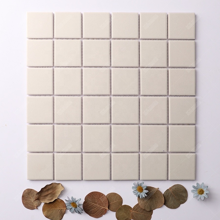 48x48mm Square Anti Slip Fullbody Unglazed White Ceramic Wall Mosaic Tile For Kitchen Backsplash Home Bathroom Shower Room Floor