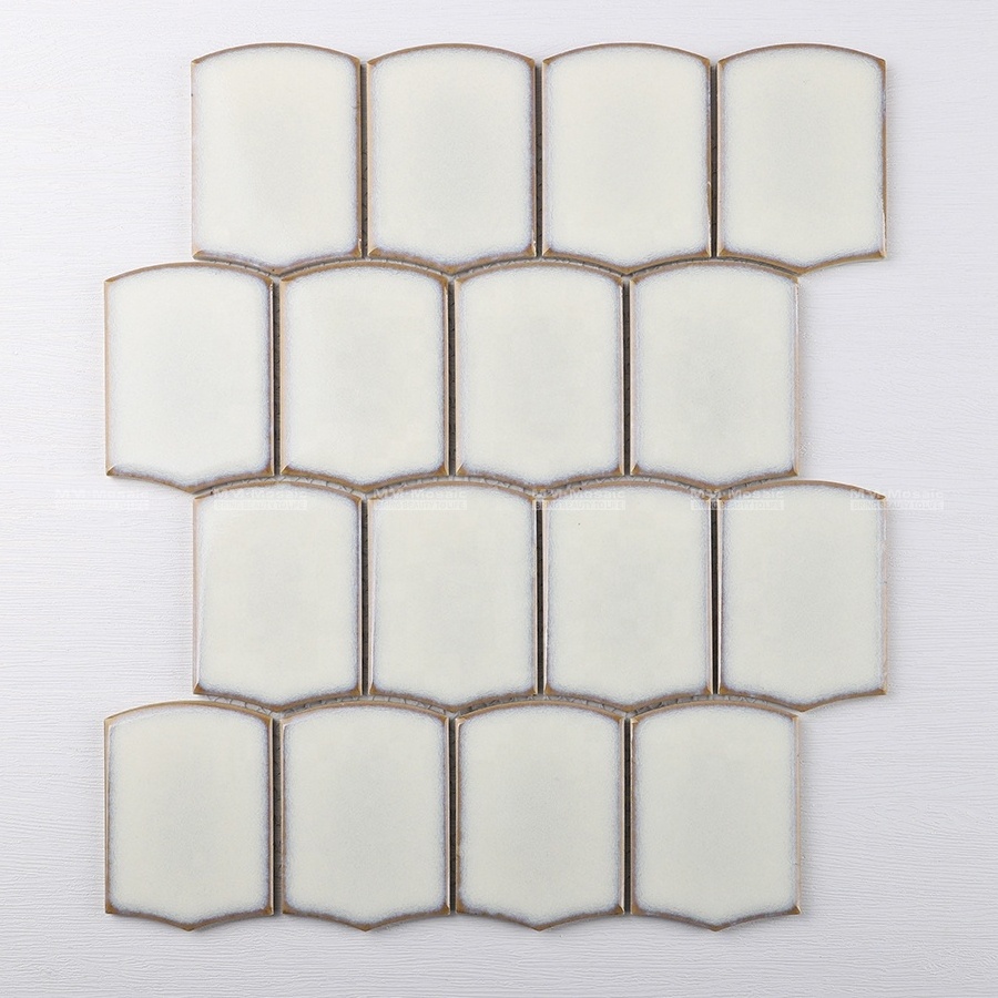 Foshan Wholesale Irregular Glossy Glazed Kiln White Wall Mosaic Backsplash Kitchen Tiles For Bathroom Shower Hotel OEM Project