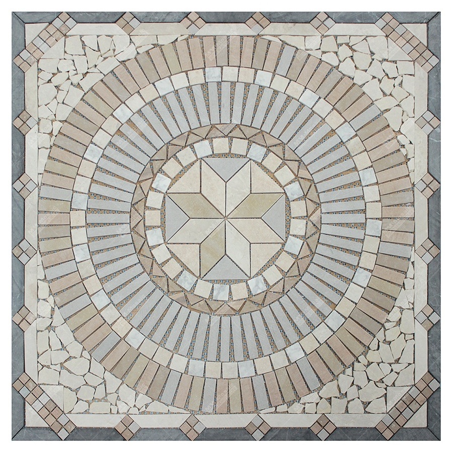 China Foshan Factory Custom Handmade Tile Pattern Art Mural Square Marble Stone Mosaic Medallion For Floor Wall Hotel Project