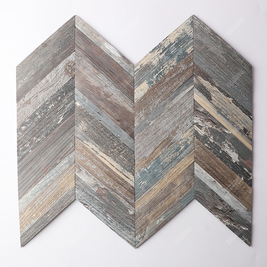 Chevron Herringbone Self Adhesive Pvc Vinyl Wall Mosaic Wood Grain Peel And Stick Tile Waterproof For Kitchen Shower Backsplash