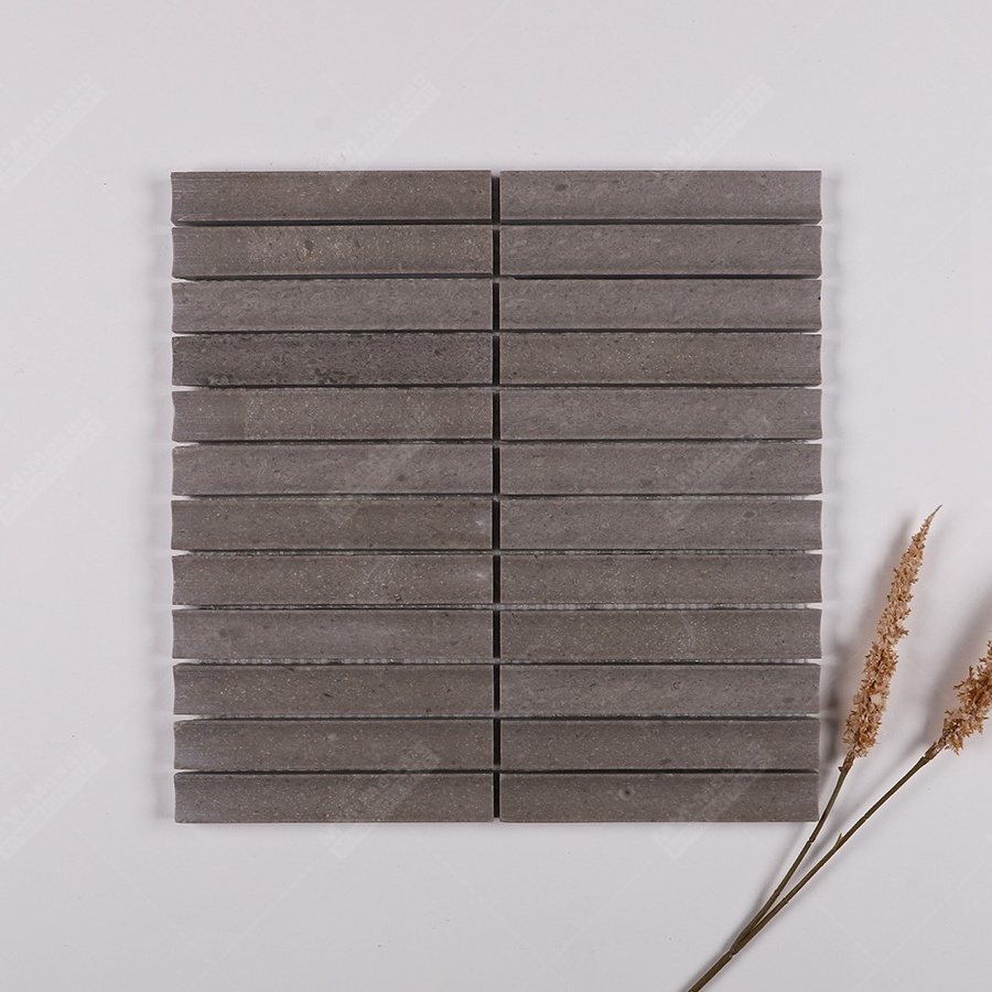 Hotel Bar Backsplash Kitchen Bathroom Wall Project Finger Strip Matte 3d Curve Concave Travertine Stone Marble Mosaic Tile