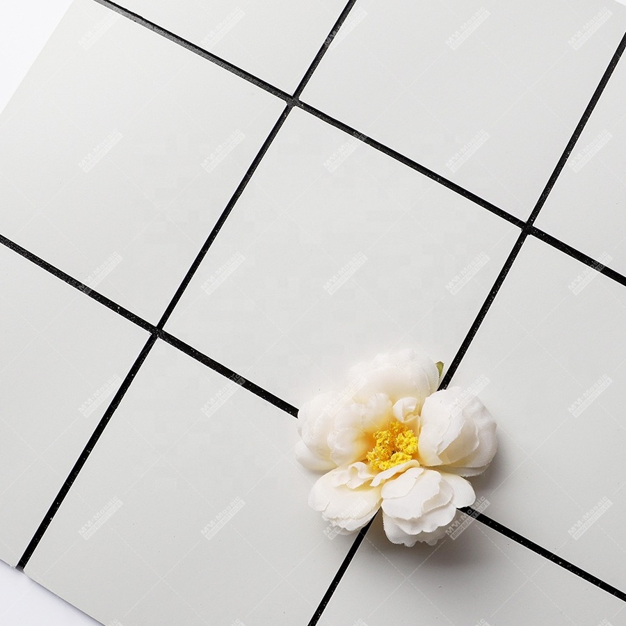 Cheap 4x4 Square White Aluminium Plastic Composite Vinyl Self Adhesive Pvc Wallpaper Mosaic Peel And Stick Kitchen Wall Tiles