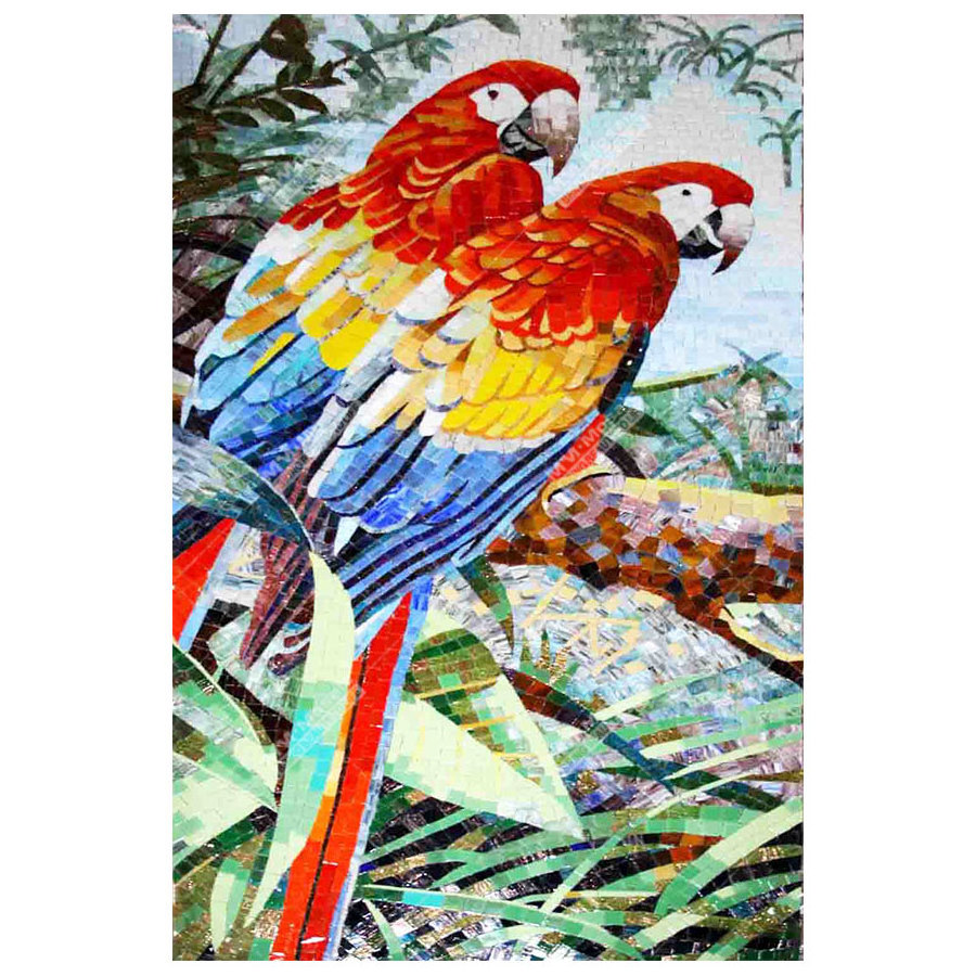 Foshan Supplies Customized Animal Horse Bird Mosaic Pattern Glass Tile Art Wall Mural Picture For Modern Living Room Oem Project