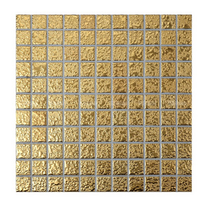 Luxury 1" Square Glitter Metallic Golden Select Mosaic Wall Tile With Dots Ceramic Bathroom Tiles Mozaik Gold Color