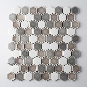 Highly Wear Resistant 35mm Ice Crackle Mix Glossy Design Hexagon Mosaic Tile Backsplash For Kitchen Decoration