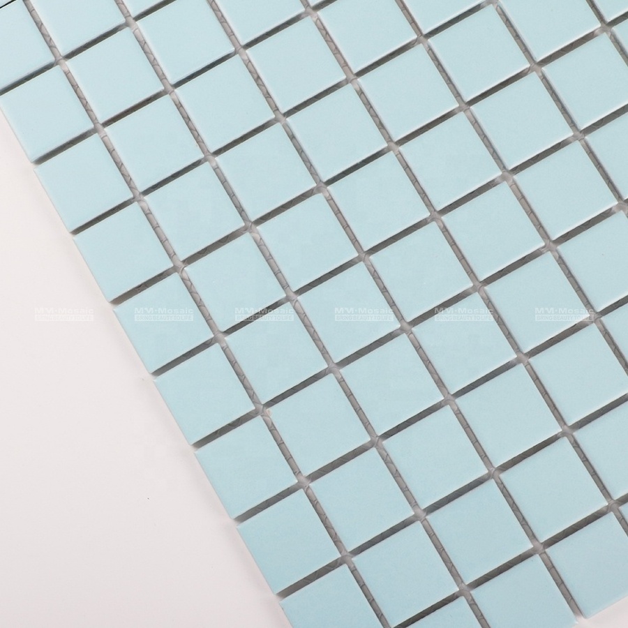 25x25mm Classic Square Matte Light Blue Mosaic Ceramic Tile For Interior Wall Accent Backsplash Decor