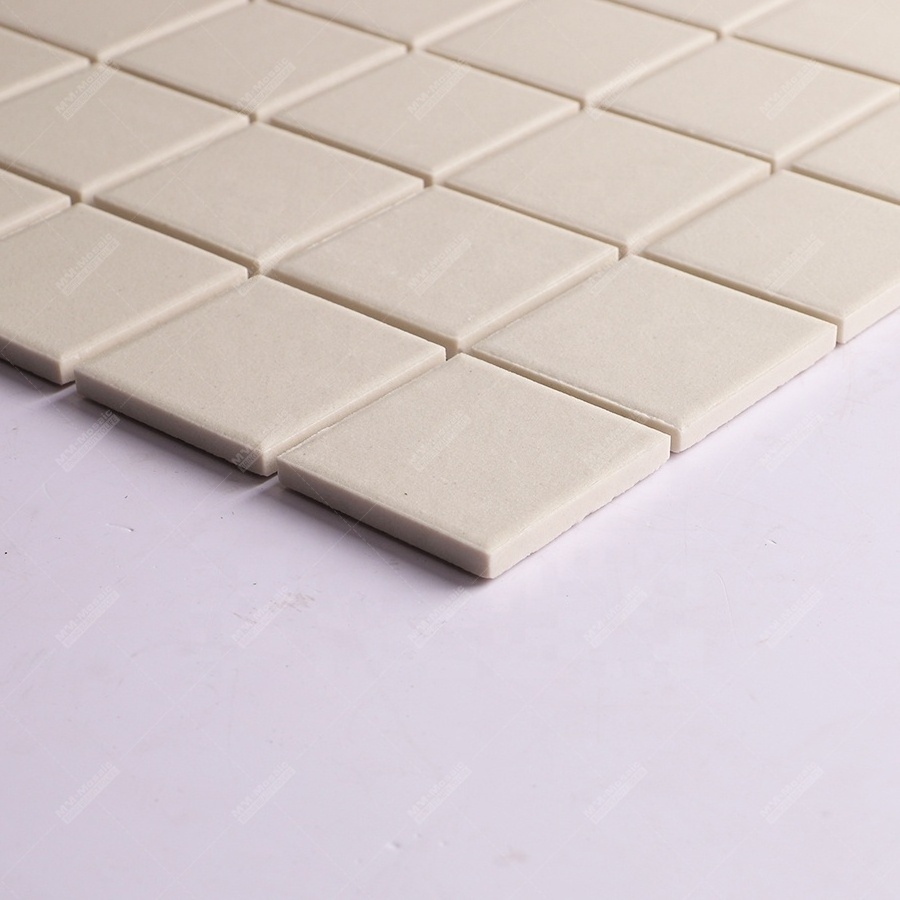 48x48mm Square Anti Slip Fullbody Unglazed White Ceramic Wall Mosaic Tile For Kitchen Backsplash Home Bathroom Shower Room Floor