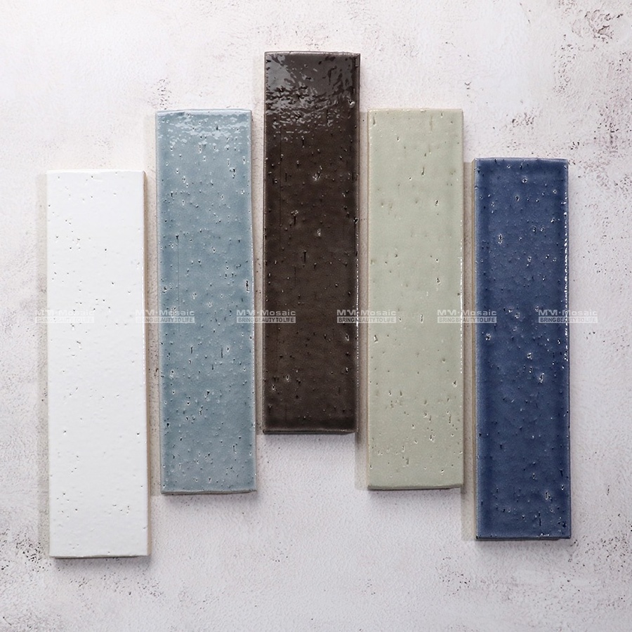 Interior wall decor split face hand made antique retro brick kitchen backsplash white rustic slim subway tile