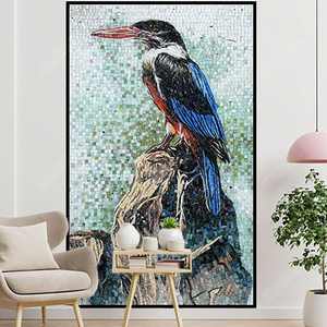 Foshan Supplies Customized Animal Horse Bird Mosaic Pattern Glass Tile Art Wall Mural Picture For Modern Living Room Oem Project