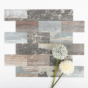 Composite Plastic Vinyl Subway Self Adhesive Wood Grain Peel And Stick PVC Backsplash Tiles For Bathroom Kitchen Fireplace Decor