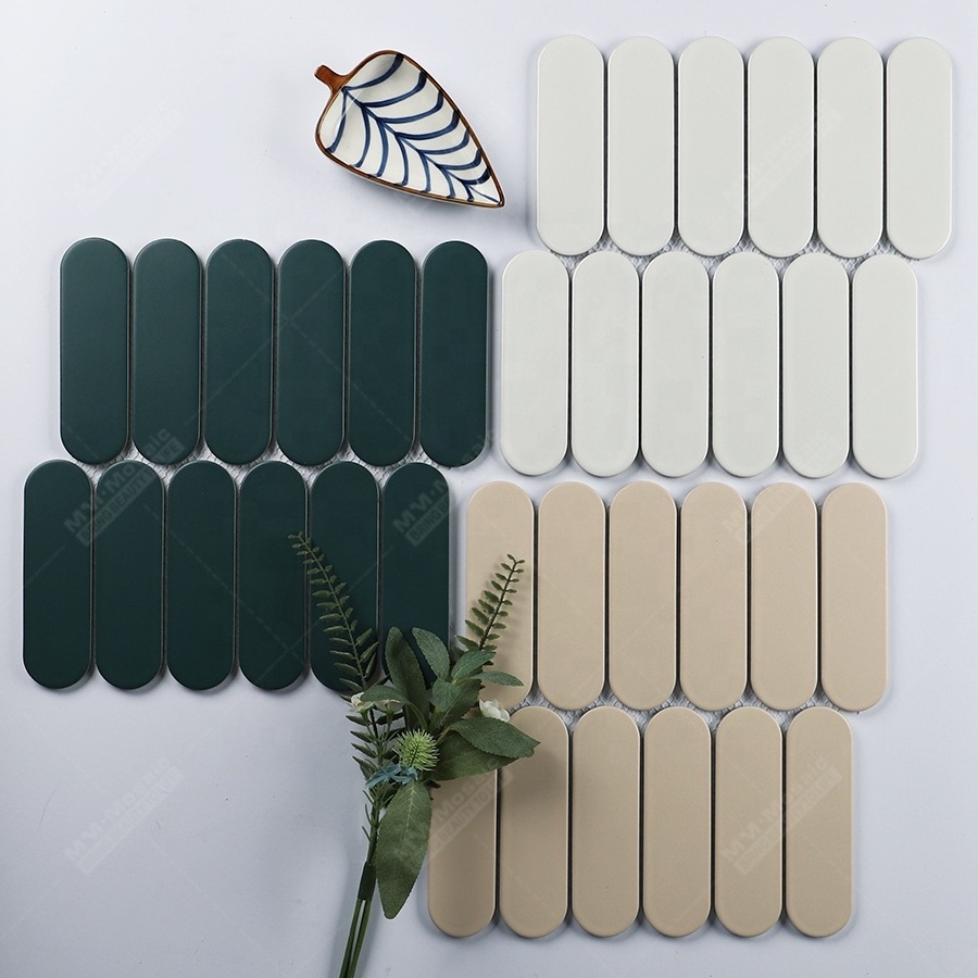 New Design Jumbo Oval Shape Porcelain Matte Glazed Mosaic Tiles For Modern Shower Tub Surround Bathroom Wall Kitchen Backsplash