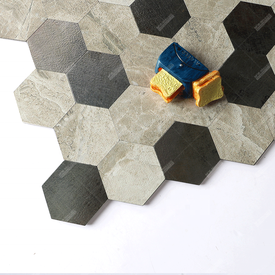 Wall Backsplash Decor 4mm Thick Hexagon Faux Stone Marble Spc Vinyl Waterproof Self-adhesive Peel And Stick Tile Mosaic Sticker