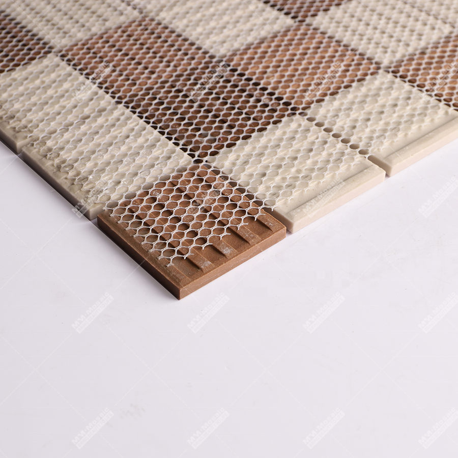 48x48mm Square Brown Mix Fullbody Unglazed Anti Slip Ceramic Mosaic Wall Tile For Hotel Bathroom Kitchen Shower Floor Decoration