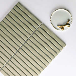 Wholesale Kitchen Backsplash Bathroom Wall Green Matte Glazed Stackbond 15x145mm Strip Finger Kit Kat Tiles Porcelain Mosaic