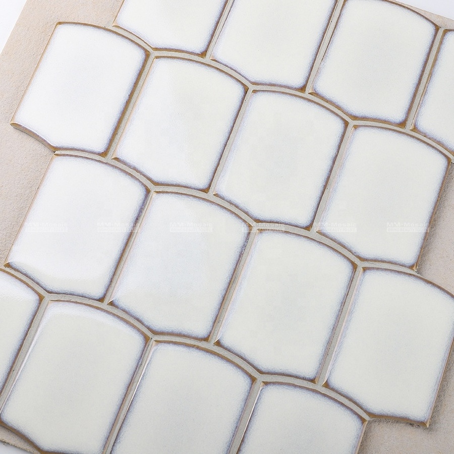 Foshan Wholesale Irregular Glossy Glazed Kiln White Wall Mosaic Backsplash Kitchen Tiles For Bathroom Shower Hotel OEM Project