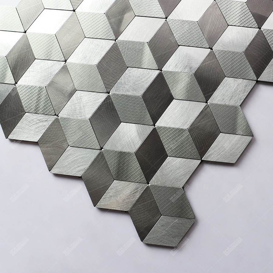 Premium New Home Decor Anti Mold Grey Metal Silver Kitchen Bathroom 3d Self Adhesive Wall Backsplash Peel And Stick Tiles Mosaic