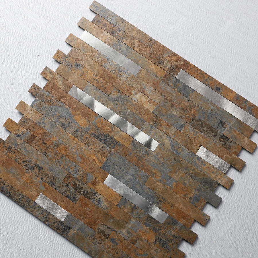 4mm Thick Real Look Heat Resistant Strip Backsplash Wall Kitchen Self Adhesive Bathroom Shower Peel And Stick Tile Rustic Slate