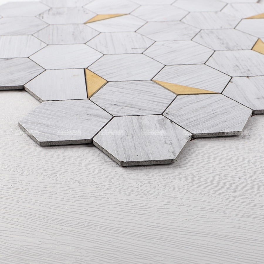 Modern Decor Hexagon PVC Vinyl Self Adhesive Mosaic Sticker Peel And Stick Backsplash Tiles For Kitchen Bathroom Bedroom Wall