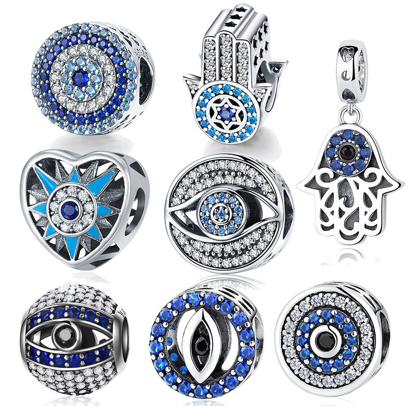 Hot selling 925 silver Evil-Eye charm beads Fit For Evil Eye bracelet Making