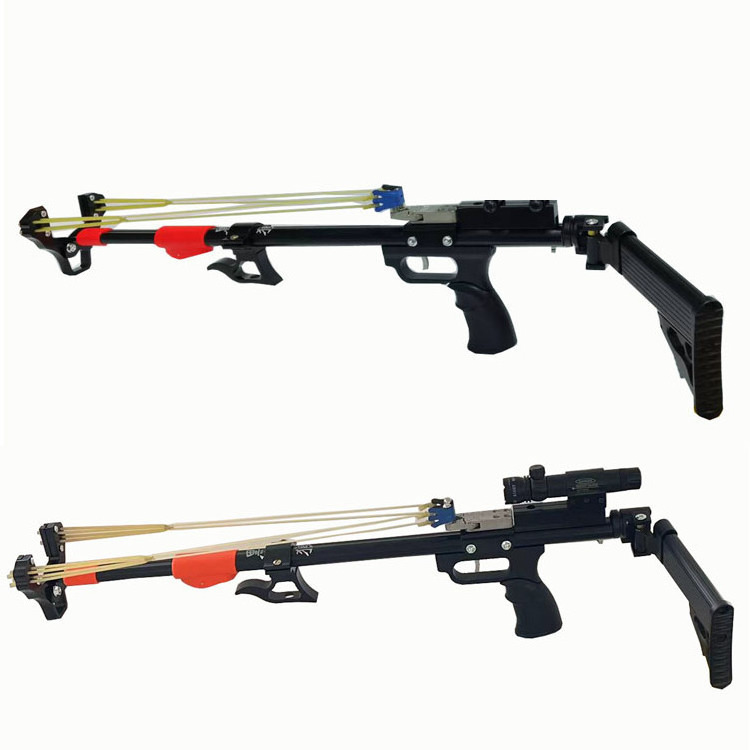 Strong outdoor black long pole telescopic laser hunting and shooting slingshot set