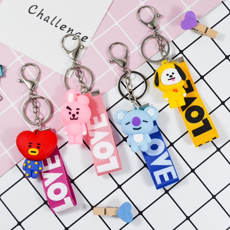 Hot sale BT21 mobile phone rope doll pendant peripheral keychain bag charm