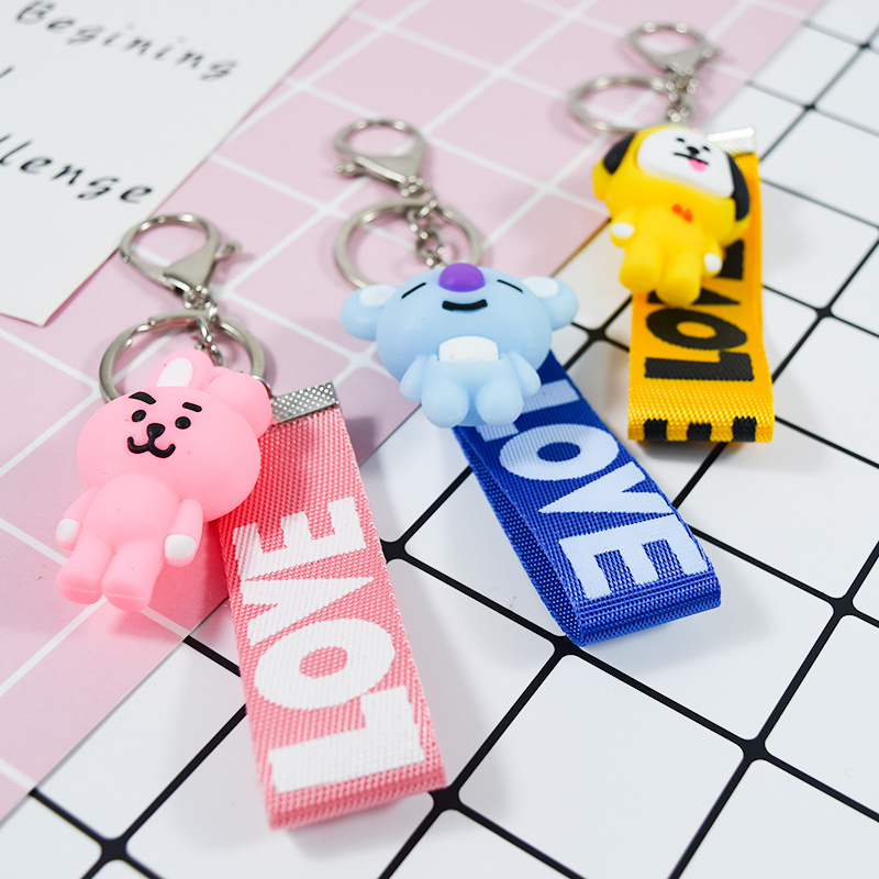 Hot sale BT21 mobile phone rope doll pendant peripheral keychain bag charm