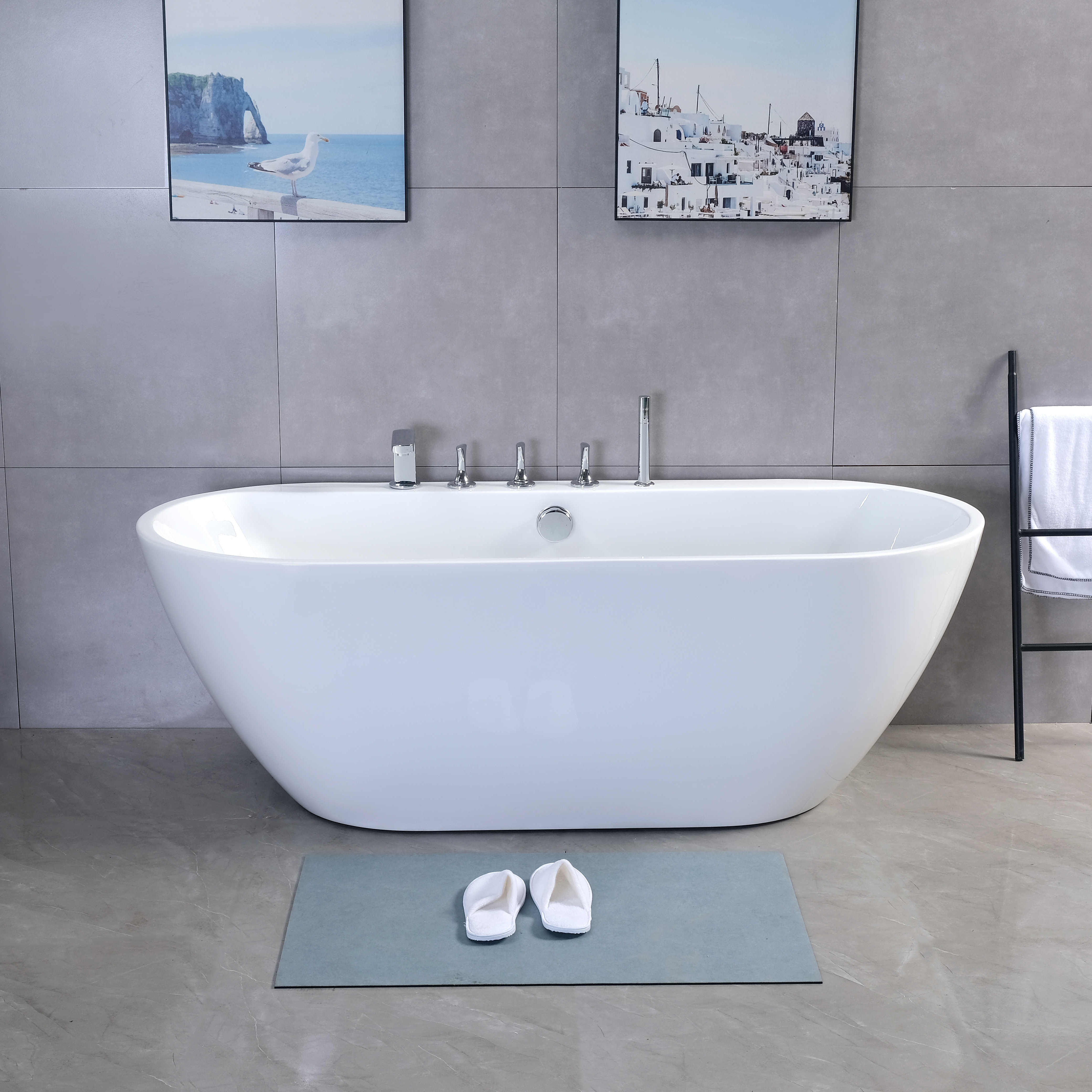 New and hot seamless portable oval bathroom resin acrylic fiberglass pure white cheap freestanding bathtub