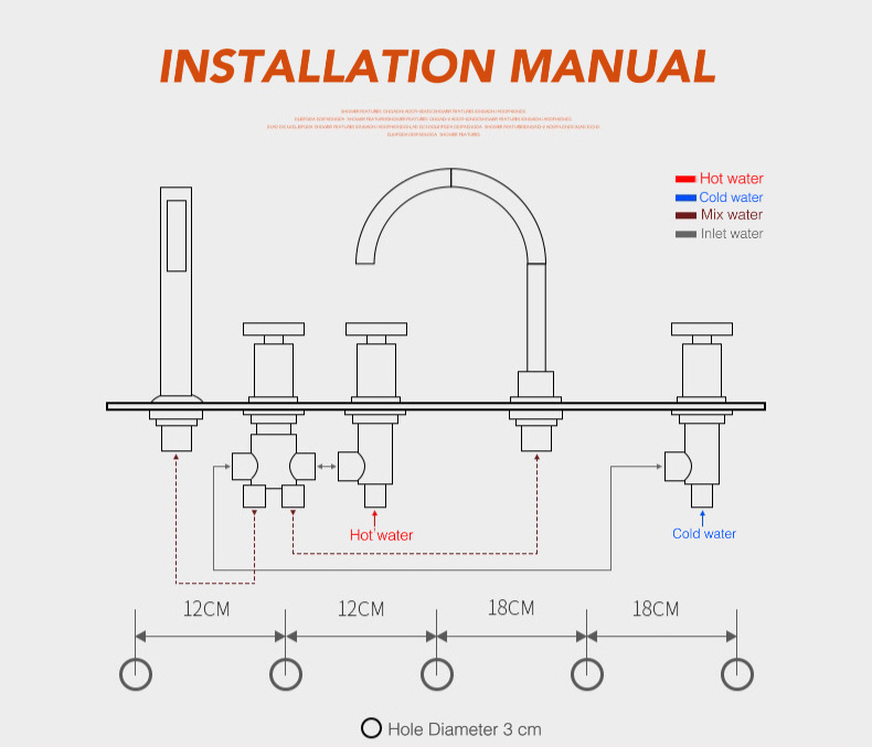 Floor Mounted Free Standing Bathtub Shower Faucet