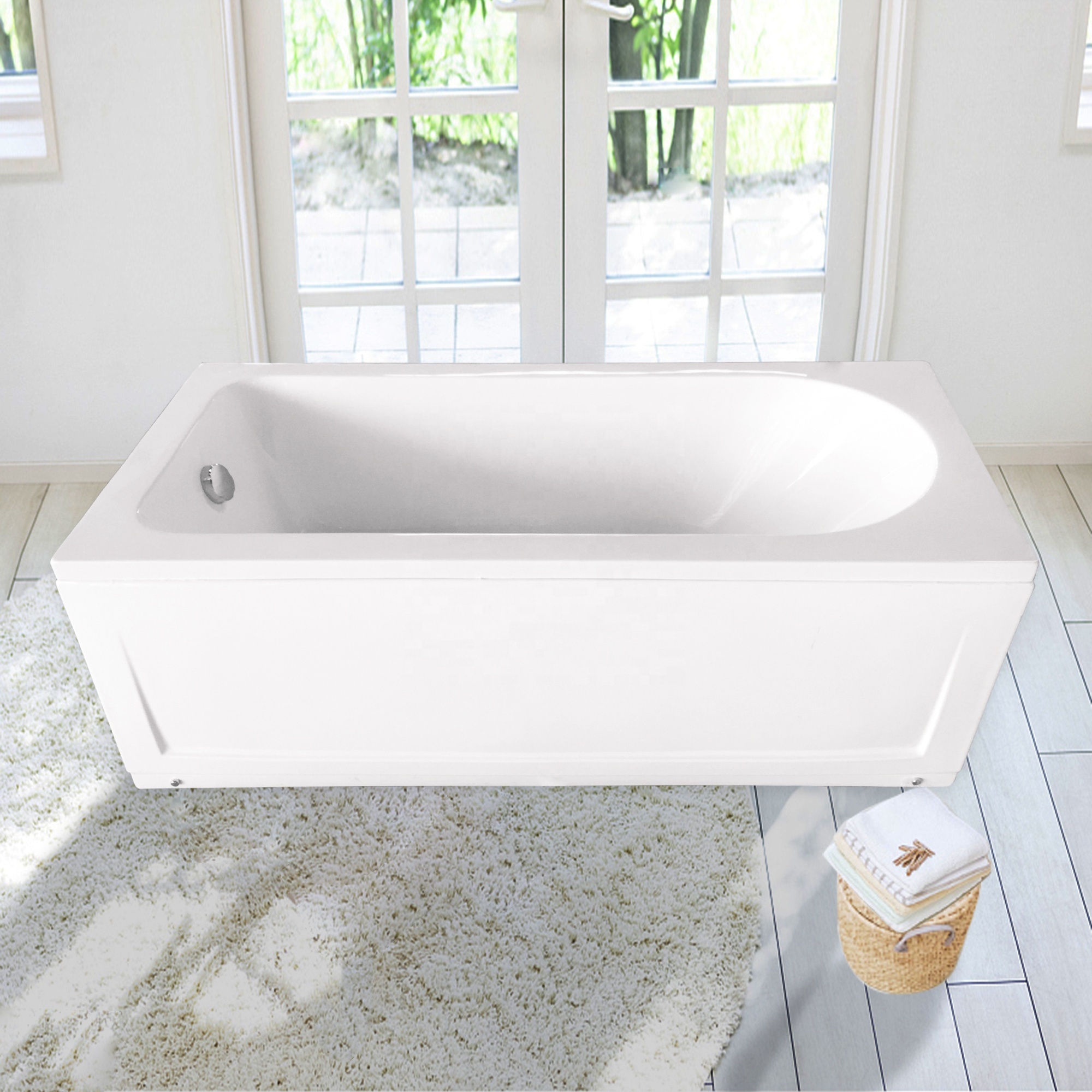 Modern popular customize Solid Surface rectangle tub apron acrylic drop in bathtub