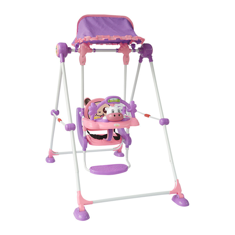 Outdoor & Indoor Toddler Swings With Canopy Children Plastic Single Swing Chair