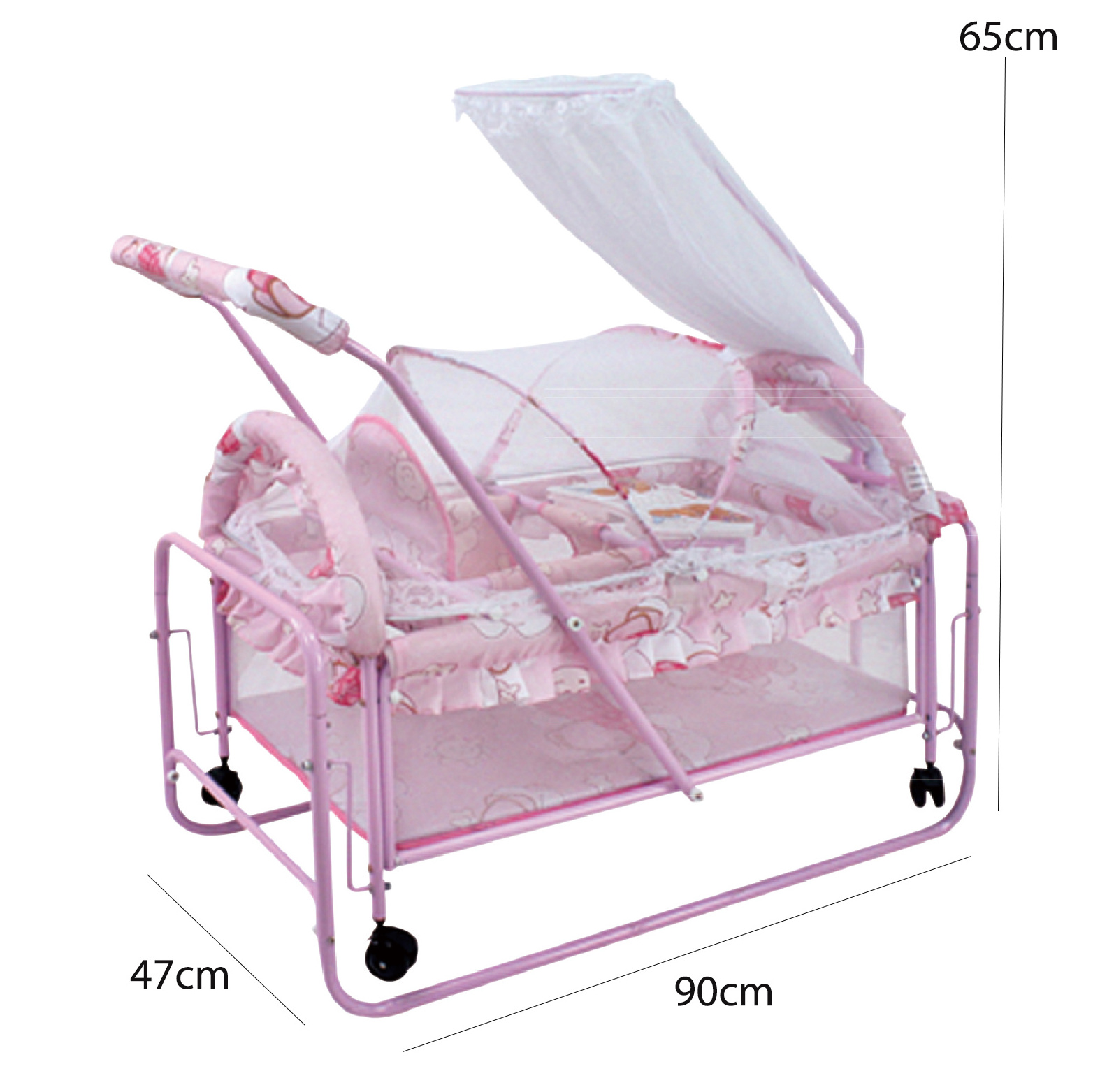 Pink Multifunction Wooden 3 in 1 Convertible Baby Crib Toddler Bed