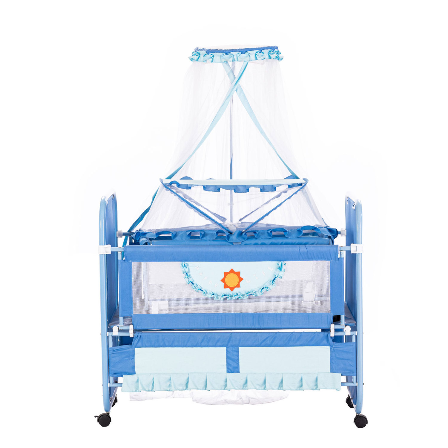 4 in 1 function baby crib foldable baby crib bed transformer metal baby cot bed with wheels