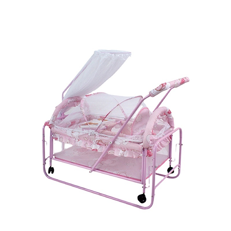 Pink Multifunction Wooden 3 in 1 Convertible Baby Crib Toddler Bed