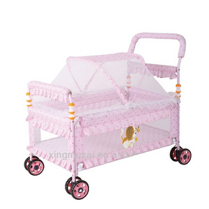 Portable Luxury Baby Cribs Swinging Baby Cot Rocking Baby Bed With Mosquito Net Infant Sleeper