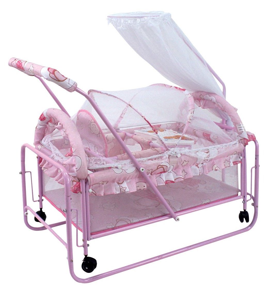 Pink Multifunction Wooden 3 in 1 Convertible Baby Crib Toddler Bed