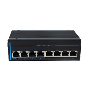 Industrial Ethernet Switch 8 Ports  1000M Network Switch Redundant Wide Range DC Input RJ45 DIN rail Ethernet Switch