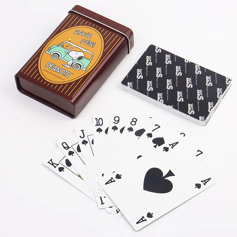 Custom Tin Box 0.32MM Thickness Spanish Durable 54 cards Custom Logo Waterproof 100% PVC Playing Cards