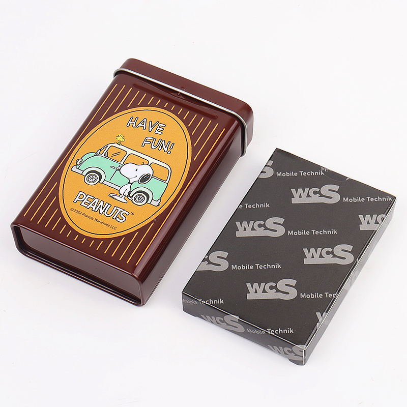 Custom Tin Box 0.32MM Thickness Spanish Durable 54 cards Custom Logo Waterproof 100% PVC Playing Cards