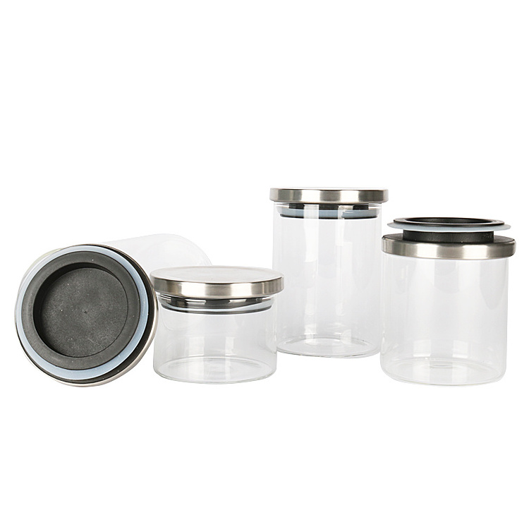 Moistureproof  Borosilicate Food Glass Jar Storage WIth Stainless Steel Lid