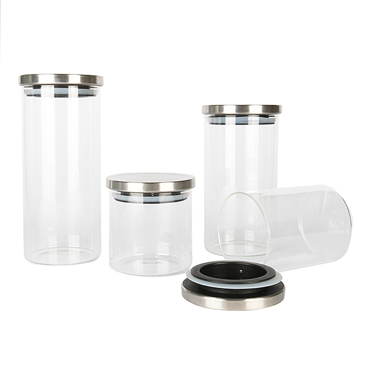 Moistureproof  Borosilicate Food Glass Jar Storage WIth Stainless Steel Lid