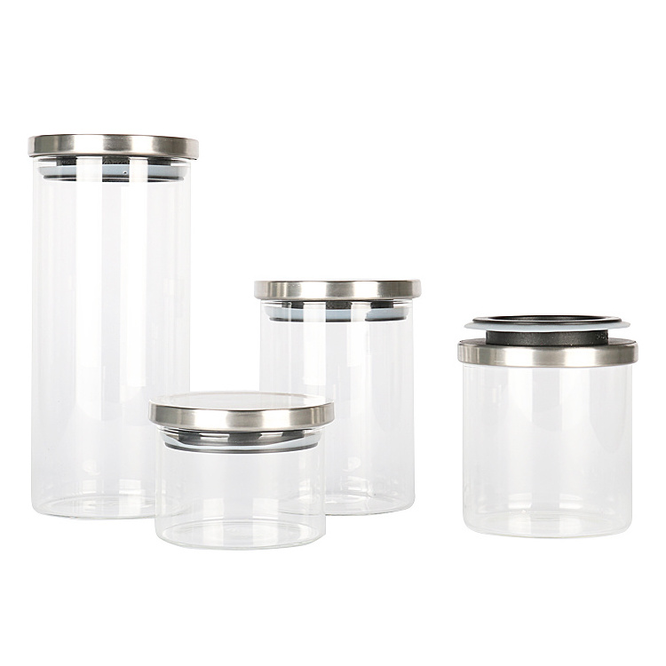 Moistureproof  Borosilicate Food Glass Jar Storage WIth Stainless Steel Lid