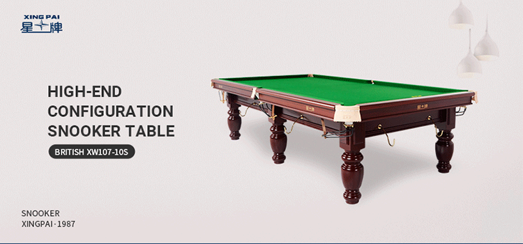 Xingpai XW107-10S 10ft Snooker Pool Slate Table Snooker & Billiard Tables with Strachan Gold Club Cloth Solid Wood Cushion