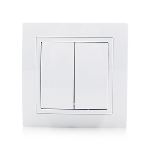 New material fireproof PC cover 2 gang 1 way electrical light switch socket 220v wall switch european model