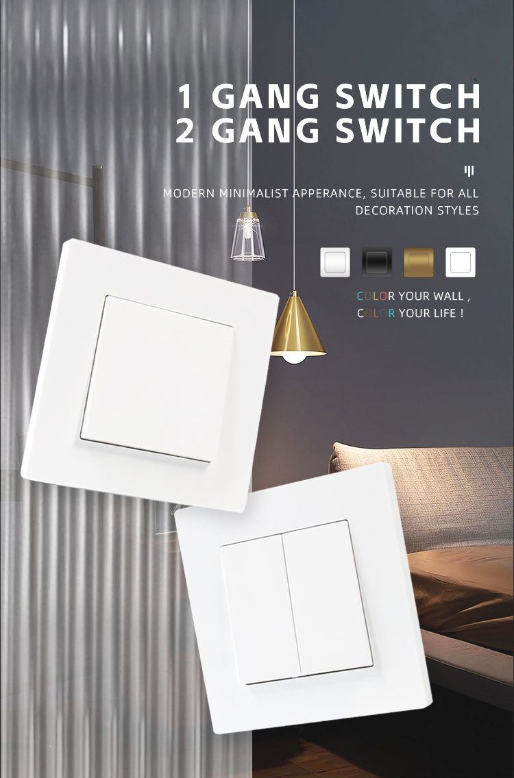 Electric Modular Switch And Socket Germany PC Glass Panel Light Switch Sockets 220V EU Standard 1 Gang Switch